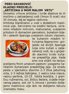 DIOKLECIJANOVA AMFORA 2005 recept Pero Savanovic - Articoka u mom malom vrtu